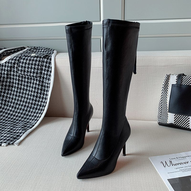 Slender legs are thin and sexy pointed high boots 2020 autumn and winter new stiletto high-heeled boots women's net red elastic boots