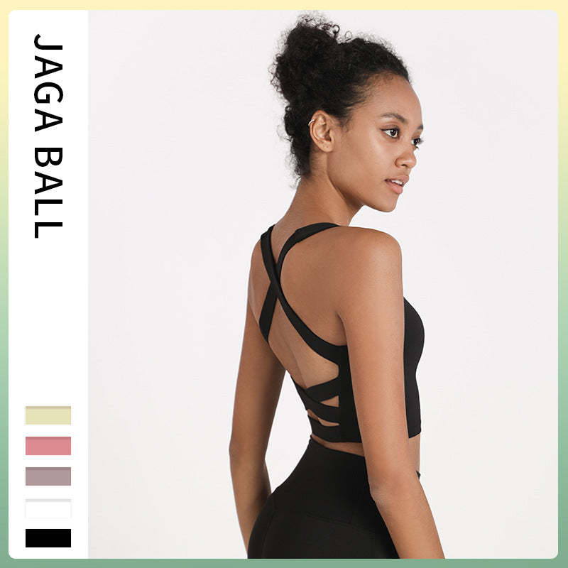 Cross-border European and American new sports vest women's running beautiful back sports bra shock-proof push-up fitness bra yoga wear
