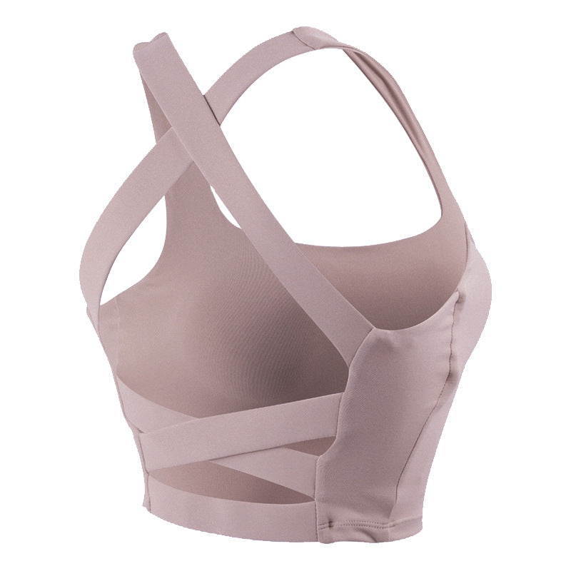 Cross-border European and American new sports vest women's running beautiful back sports bra shock-proof push-up fitness bra yoga wear
