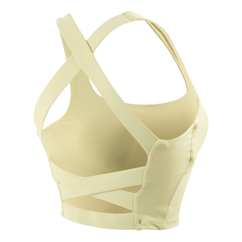 Cross-border European and American new sports vest women's running beautiful back sports bra shock-proof push-up fitness bra yoga wear