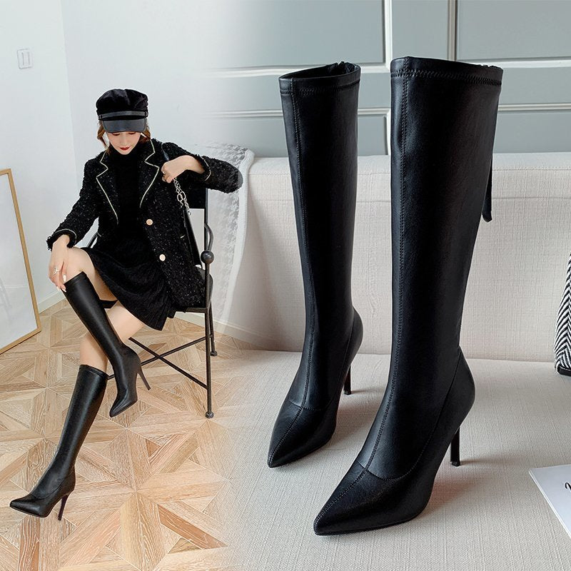 Slender legs are thin and sexy pointed high boots 2020 autumn and winter new stiletto high-heeled boots women's net red elastic boots