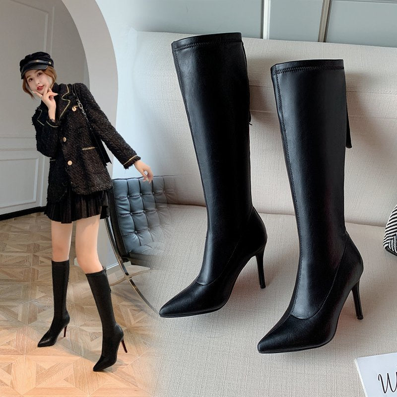 Slender legs are thin and sexy pointed high boots 2020 autumn and winter new stiletto high-heeled boots women's net red elastic boots