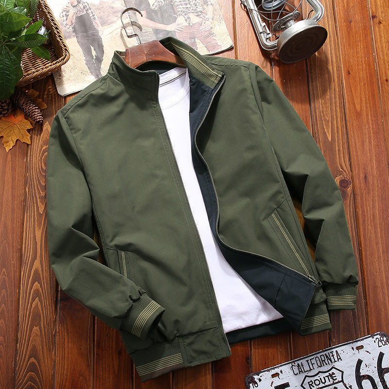 Cross-border jacket men's spring and autumn 2020 new men's double-sided stand-up collar casual jacket youth trend men's coat