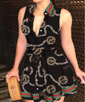 1578# ebay AliExpress Amazon Hot selling hot style V-neck straps Fashion sexy printed dress