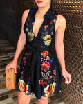 1578# ebay AliExpress Amazon Hot selling hot style V-neck straps Fashion sexy printed dress