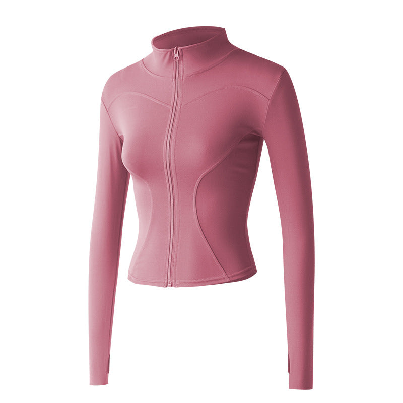 New sports jacket women's autumn and winter fitness clothes stand-up collar casual running jacket quick-drying tight-fitting yoga top