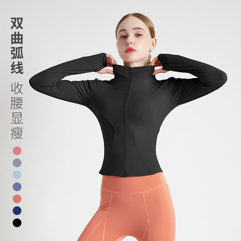 New sports jacket women's autumn and winter fitness clothes stand-up collar casual running jacket quick-drying tight-fitting yoga top