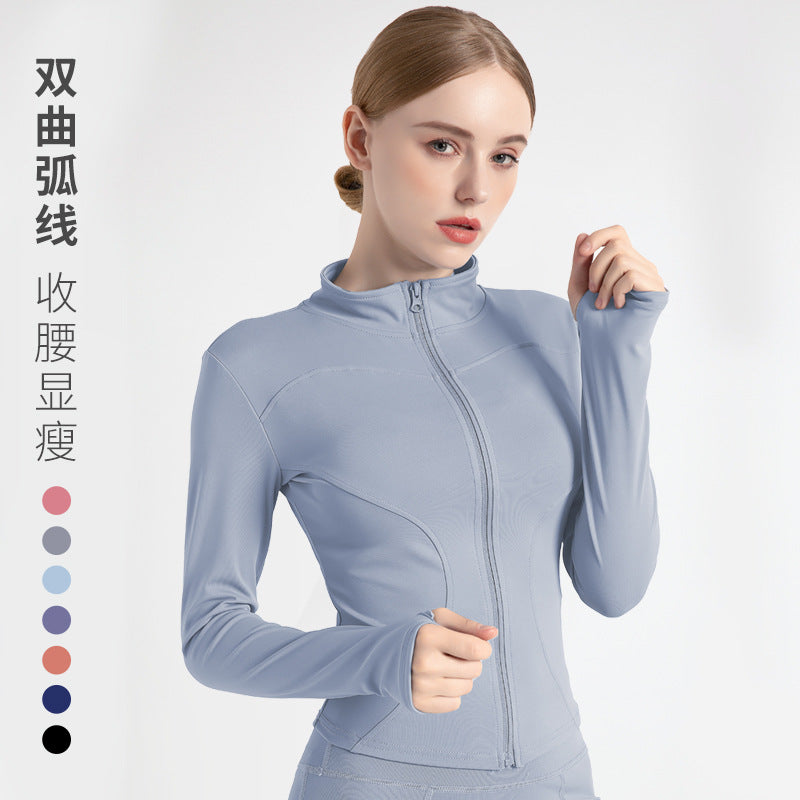 New sports jacket women's autumn and winter fitness clothes stand-up collar casual running jacket quick-drying tight-fitting yoga top