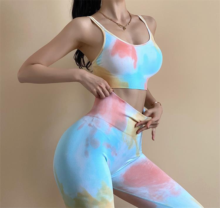 AliExpress European and American ins hot tie-dye yoga suit sexy seamless knitted fitness sports tight suit female