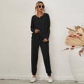 Cross-border Amazon 2020 autumn and winter new style European and American solid color long-sleeved loose casual suit women's home wear pajamas