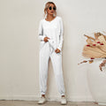 Cross-border Amazon 2020 autumn and winter new style European and American solid color long-sleeved loose casual suit women's home wear pajamas