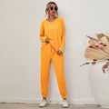 Cross-border Amazon 2020 autumn and winter new style European and American solid color long-sleeved loose casual suit women's home wear pajamas