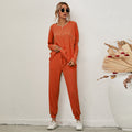 Cross-border Amazon 2020 autumn and winter new style European and American solid color long-sleeved loose casual suit women's home wear pajamas