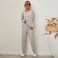Cross-border Amazon 2020 autumn and winter new style European and American solid color long-sleeved loose casual suit women's home wear pajamas