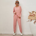 Cross-border Amazon 2020 autumn and winter new style European and American solid color long-sleeved loose casual suit women's home wear pajamas