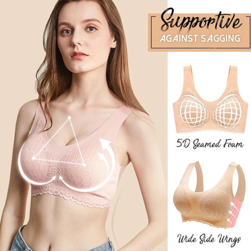 Thailand latex 4.0 underwear bra lace sexy seamless gather no steel ring large size sports bra vest women