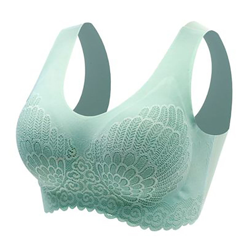 Thailand latex 4.0 underwear bra lace sexy seamless gather no steel ring large size sports bra vest women