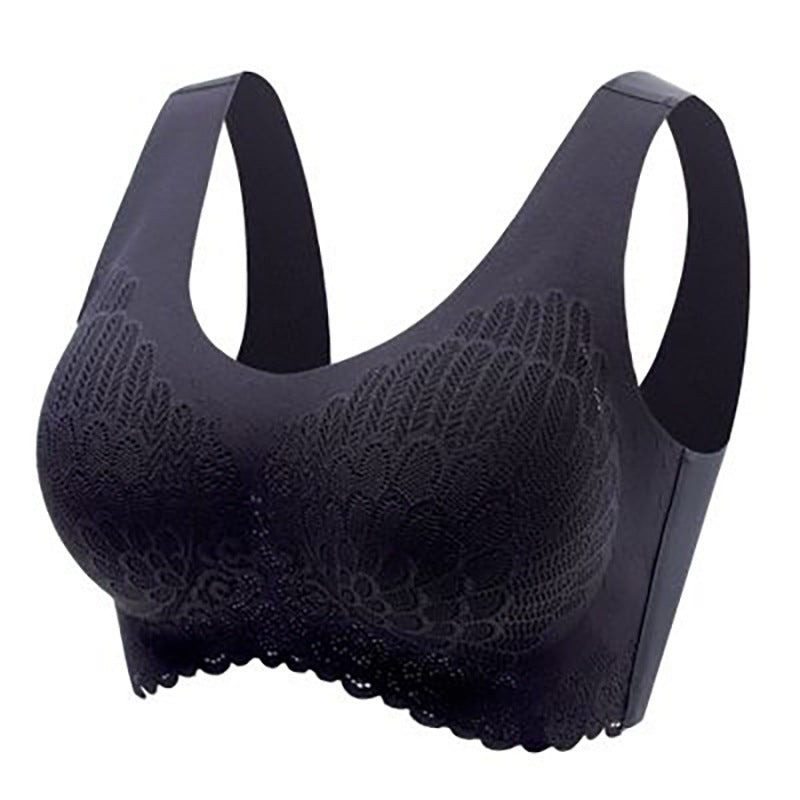 Thailand latex 4.0 underwear bra lace sexy seamless gather no steel ring large size sports bra vest women