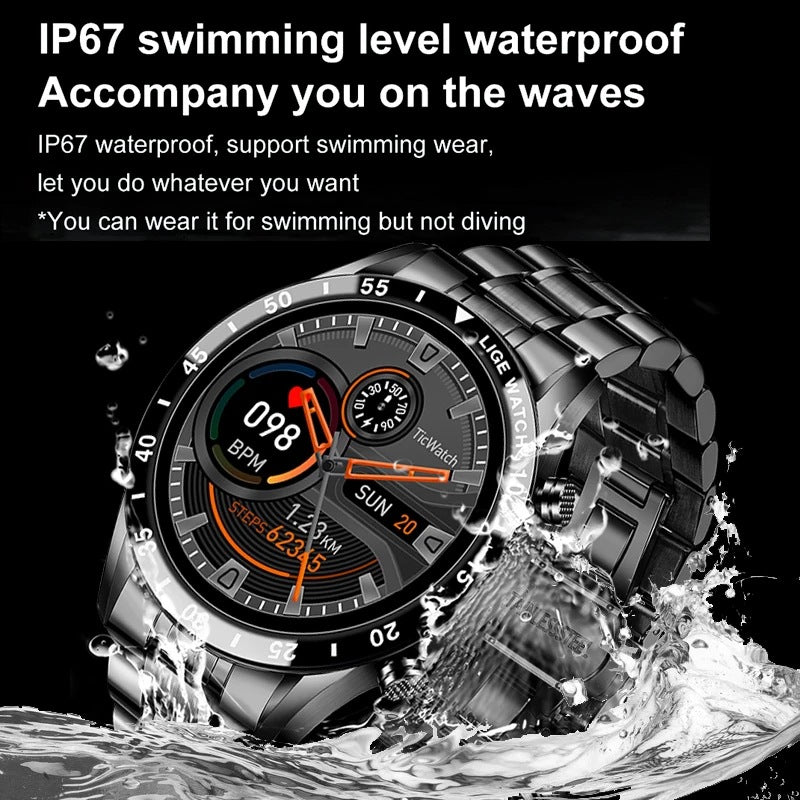 LIGE/Bangwei Multifunctional Smart Watch Bluetooth Call Pedometer Blood Pressure Heart Rate Detection Waterproof Watch
