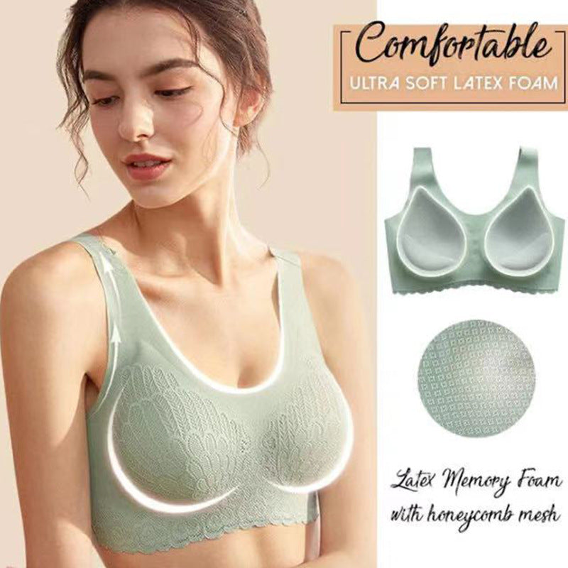 Thailand latex 4.0 underwear bra lace sexy seamless gather no steel ring large size sports bra vest women