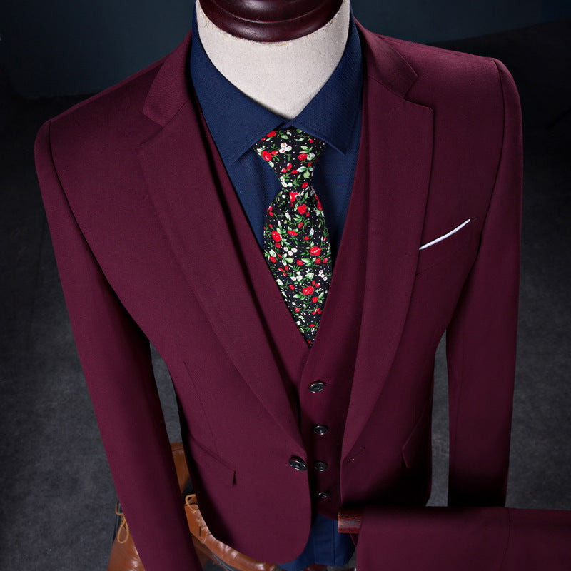 Amazon's cross-border hot-selling men's Korean-style slim-fit suit suit men's large size business casual groom's dress suit