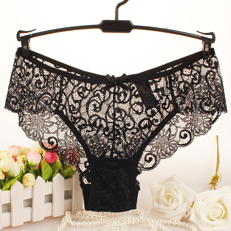 Cross-border foreign trade lace seamless sexy underwear women's waist transparent lace cotton jacket women's briefs