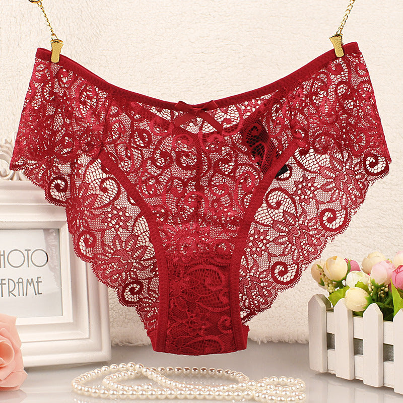Cross-border foreign trade lace seamless sexy underwear women's waist transparent lace cotton jacket women's briefs