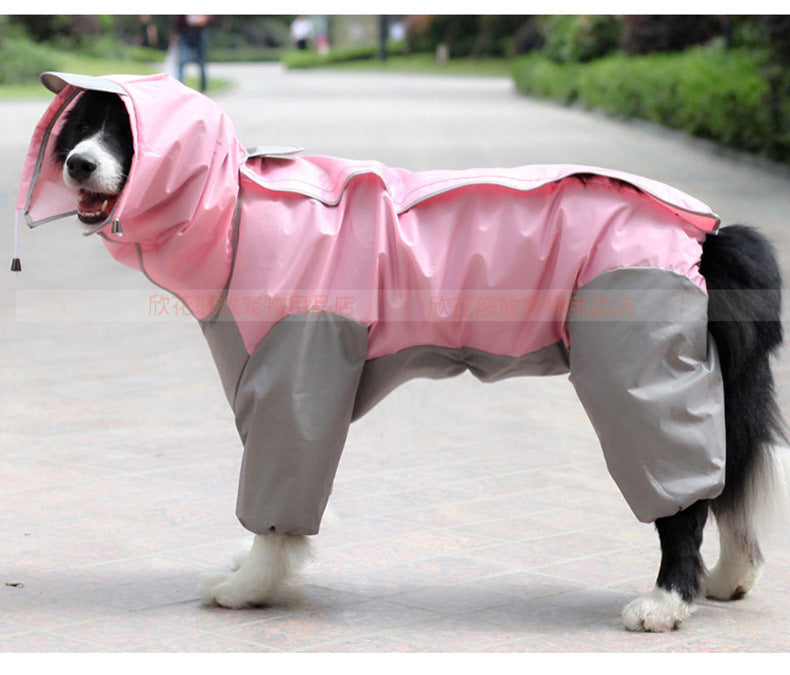 Dog raincoat all-inclusive open belly medium and large dog Teddy Bichon Golden Retriever Satsuma pet Siamese four-legged clothes