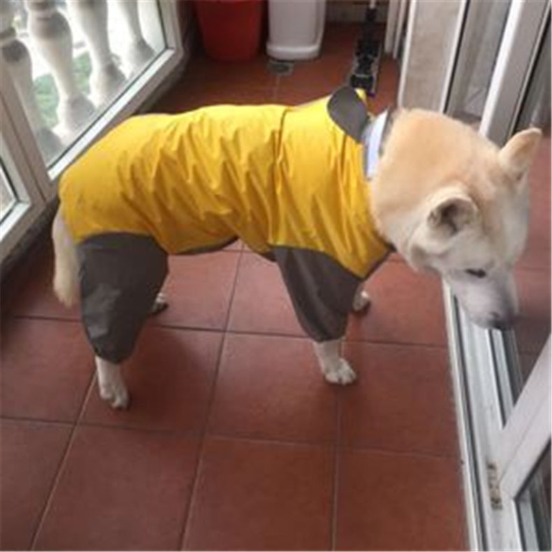 Dog raincoat all-inclusive open belly medium and large dog Teddy Bichon Golden Retriever Satsuma pet Siamese four-legged clothes