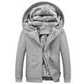 Autumn and winter men's light version solid color hooded plus velvet thickened cardigan jacket youth 2023 new warm tops