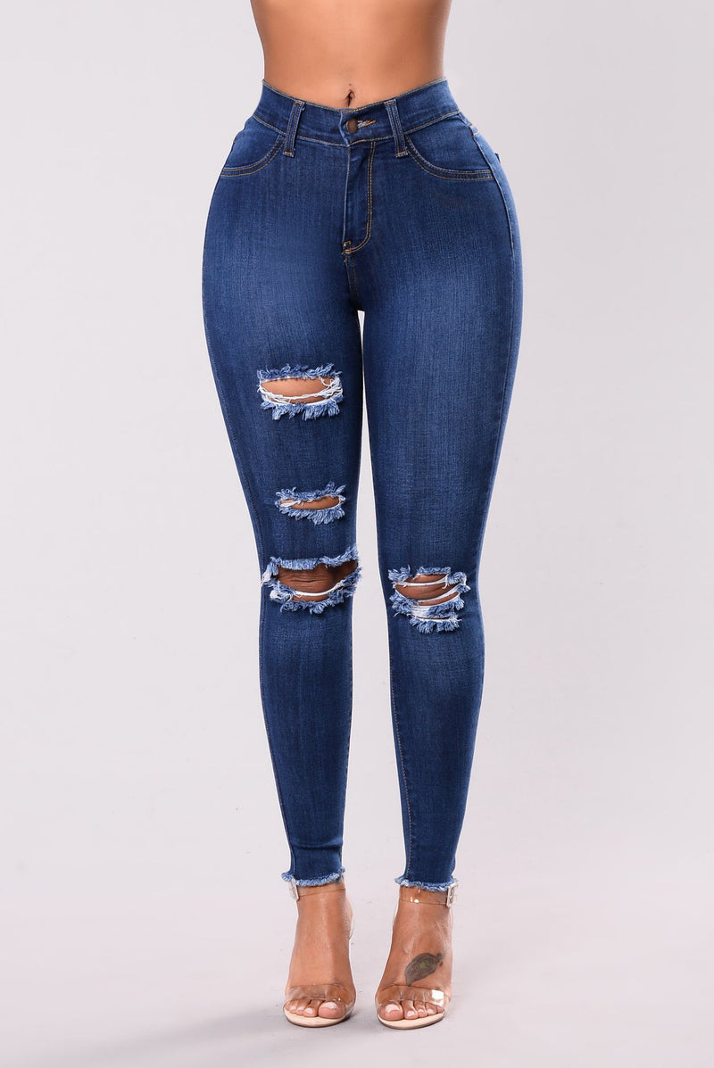 The new AliExpress Amazon Europe and America stretch hole slim fit pants