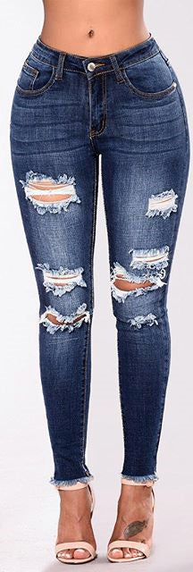 The new AliExpress Amazon Europe and America stretch hole slim fit pants