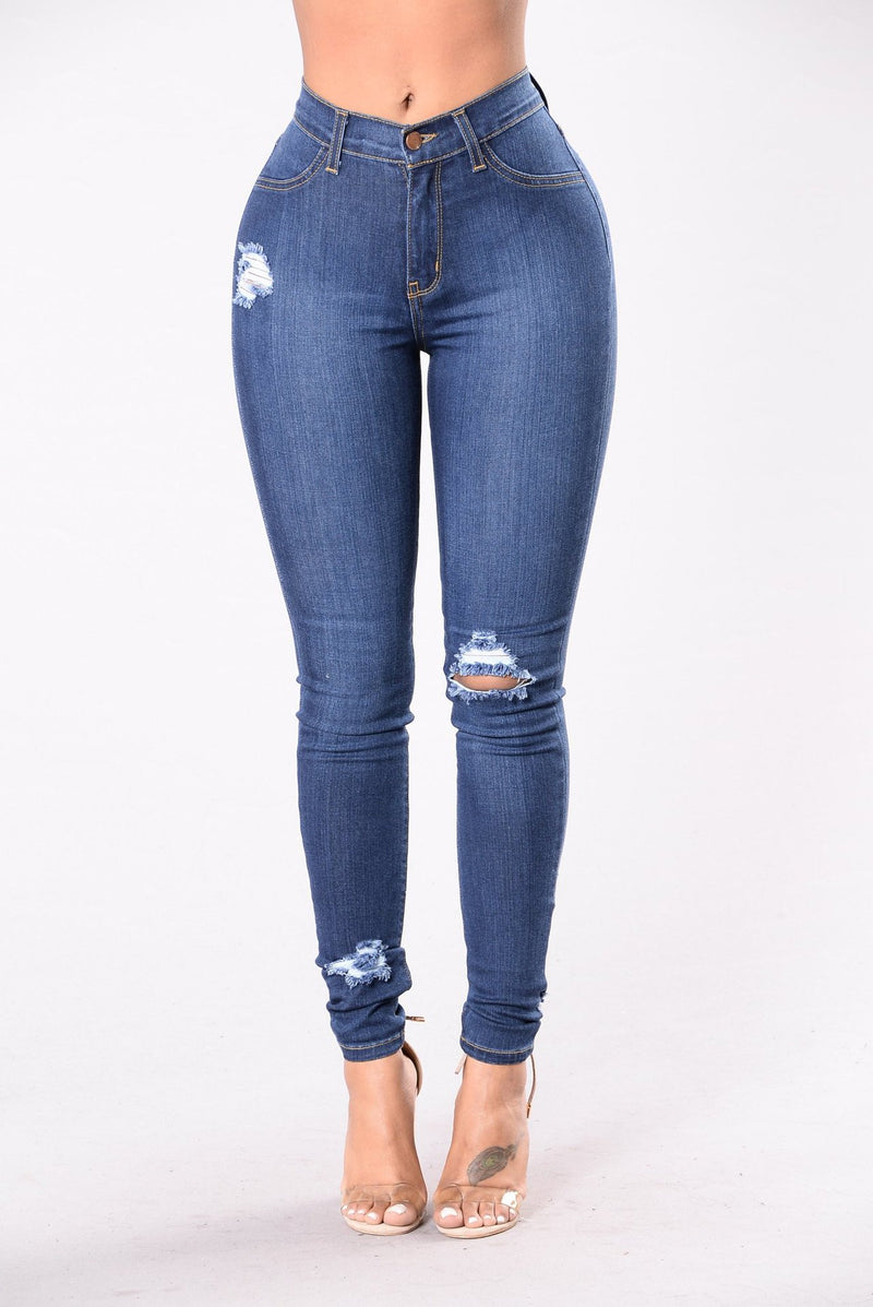 The new AliExpress Amazon Europe and America stretch hole slim fit pants