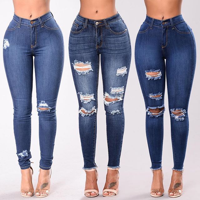 The new AliExpress Amazon Europe and America stretch hole slim fit pants