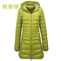 Cross-border women's clothing autumn and winter hooded down jackets plus size light and thin slim-fit mid-length women's jacket S-7XL