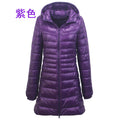Cross-border women's clothing autumn and winter hooded down jackets plus size light and thin slim-fit mid-length women's jacket S-7XL