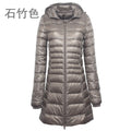 Cross-border women's clothing autumn and winter hooded down jackets plus size light and thin slim-fit mid-length women's jacket S-7XL