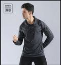 Men's autumn and winter hooded sweatshirt pullover high elastic quick-drying fitness clothes running training clothes sportswear long-sleeved T-shirt 10857