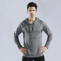 Men's autumn and winter hooded sweatshirt pullover high elastic quick-drying fitness clothes running training clothes sportswear long-sleeved T-shirt 10857