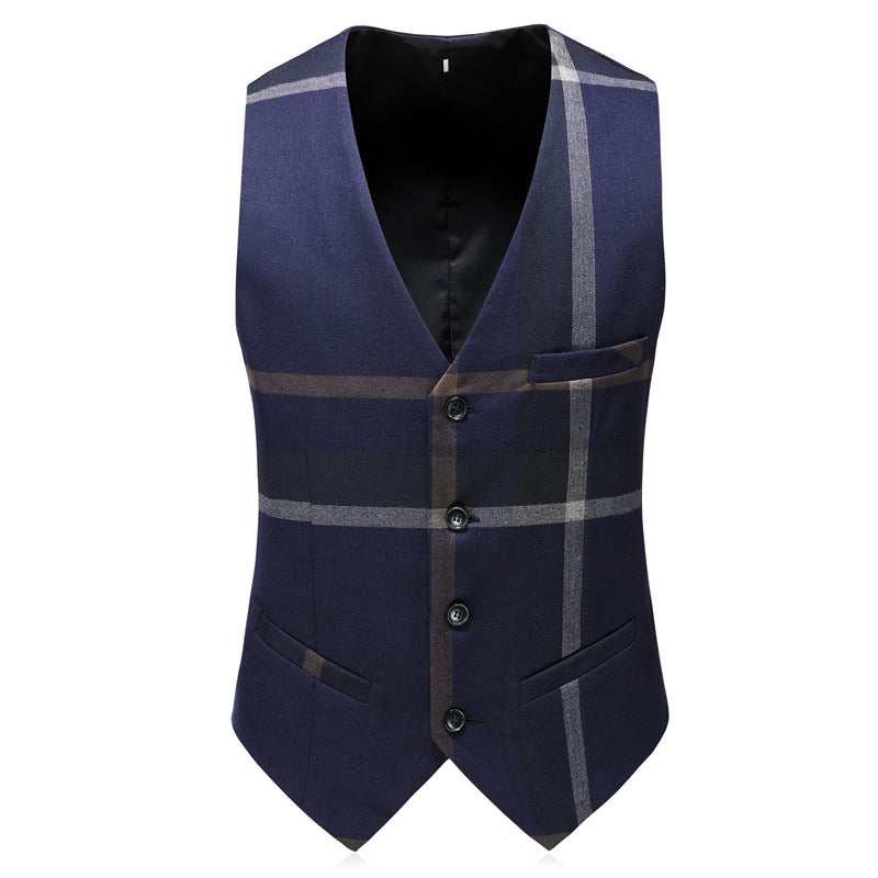 Men's suits wholesale casual suits three-piece Korean style slim fit large size plaid groom dress suit