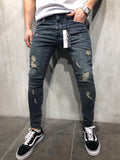 Cross-border men's ripped feet jeans Amazon wish European and American feet zipper jeans new style men