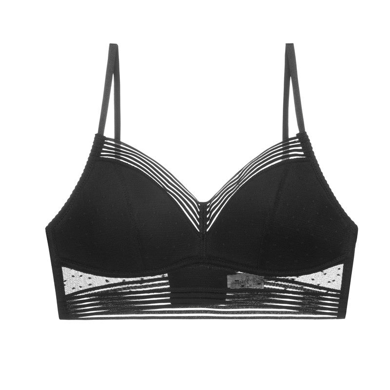 No steel ring big breast women's underwear sexy big open back beautiful back U-shaped bra summer one-piece thin invisible bra