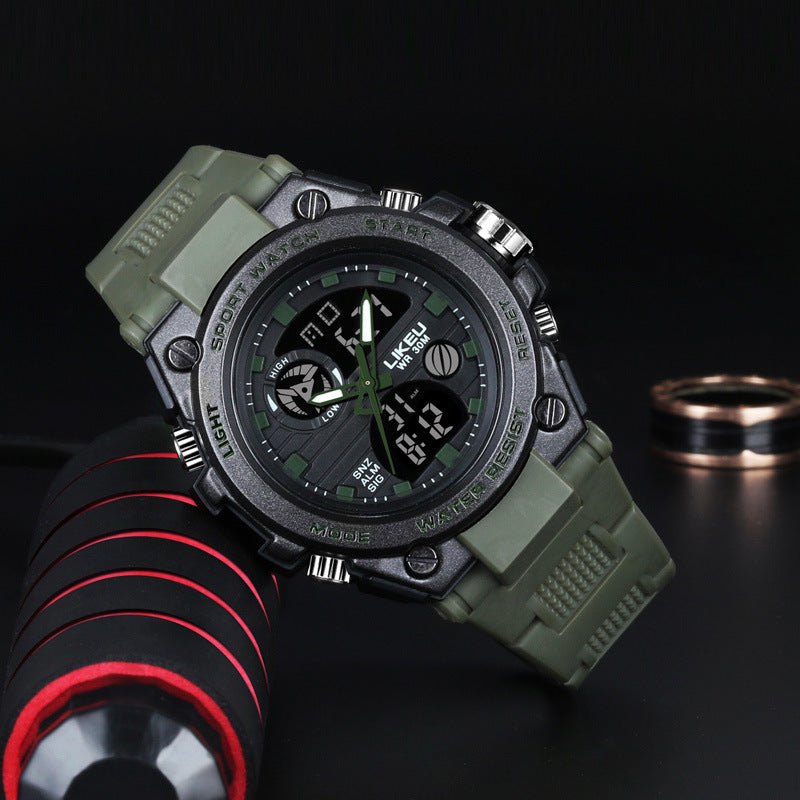 2021 new watch male black technology big dial luminous waterproof trend fashion youth student electronic watch