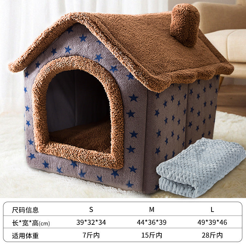 Double roof detachable and washable dog house four seasons universal cat bed autumn and winter tent dog bed pet bed cat house dog house dog house