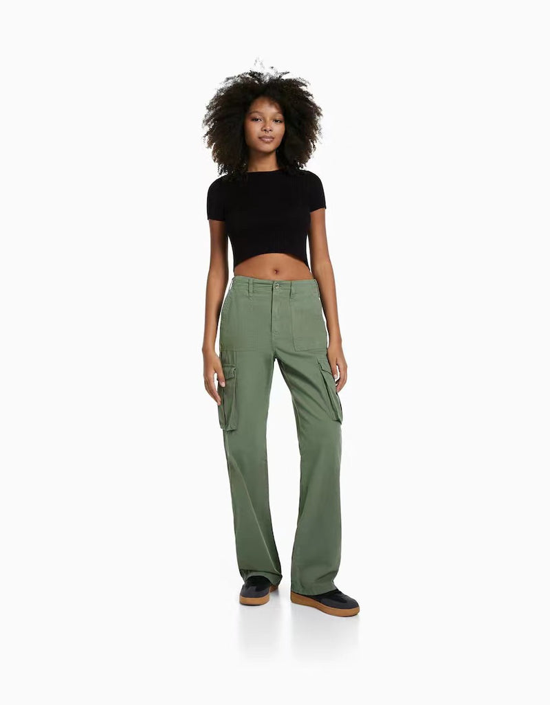 2023 Cross-border Summer New Casual Versatile Army Green Overalls Hot Girls High Waist Slim Pants Women's Trendy