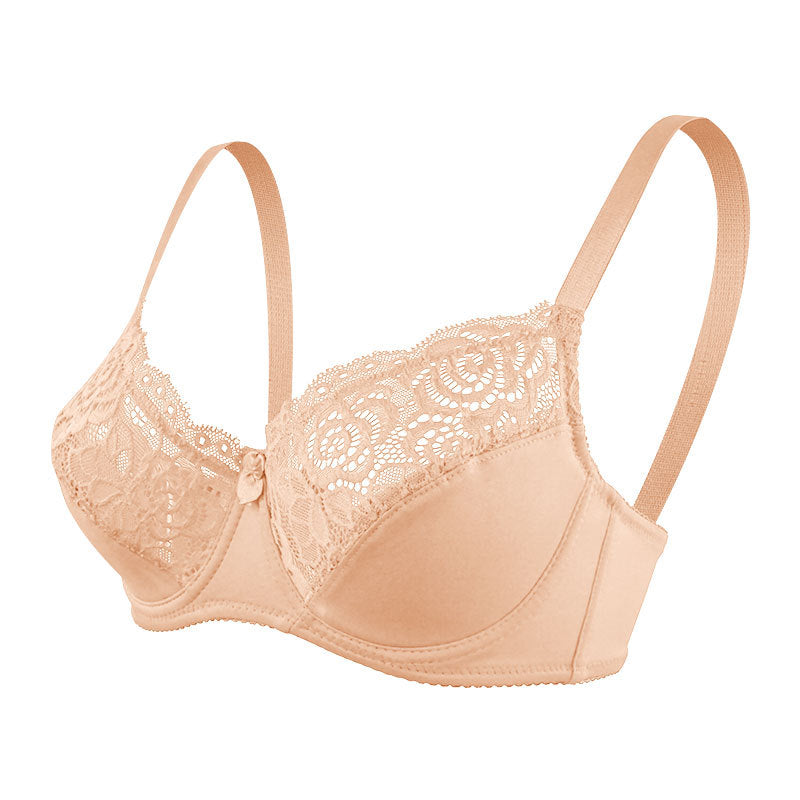 Cross-border large size adjustable push-up thin underwear European and American underwired semi-stitched lace women's bra wholesale
