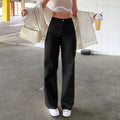 European and American style 2021 new solid color jeans women drape loose and thin high-waist straight-leg pants women casual trousers