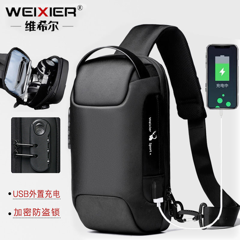 Chest bag shoulder bag men's anti-theft messenger bag men's bag Oxford cloth sports messenger bag single shoulder messenger men's chest bag