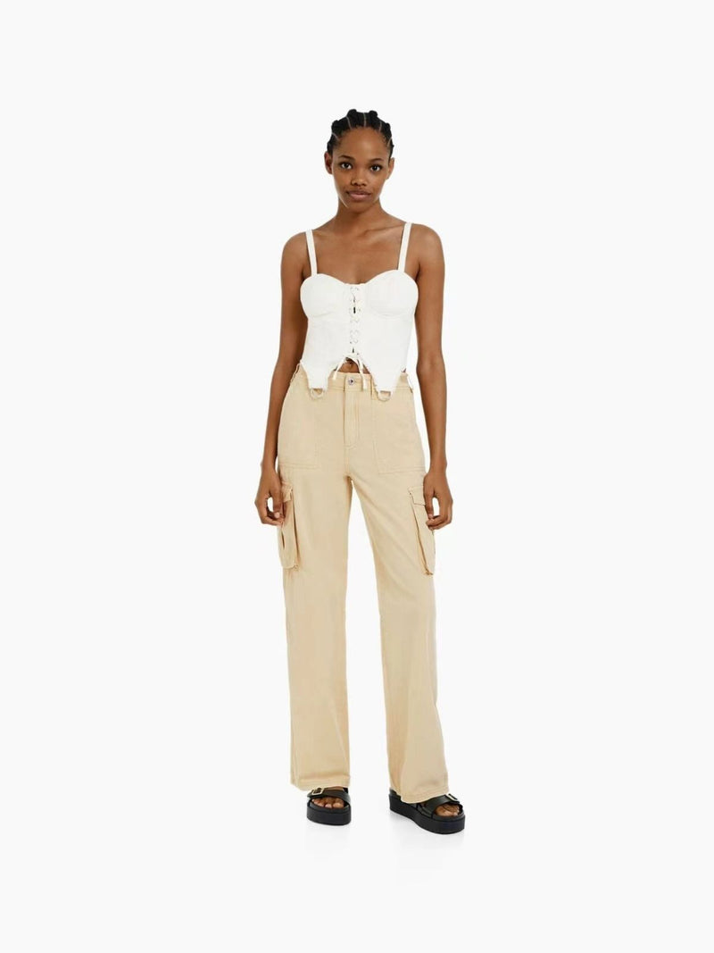 2023 Cross-border Summer New Casual Versatile Army Green Overalls Hot Girls High Waist Slim Pants Women's Trendy