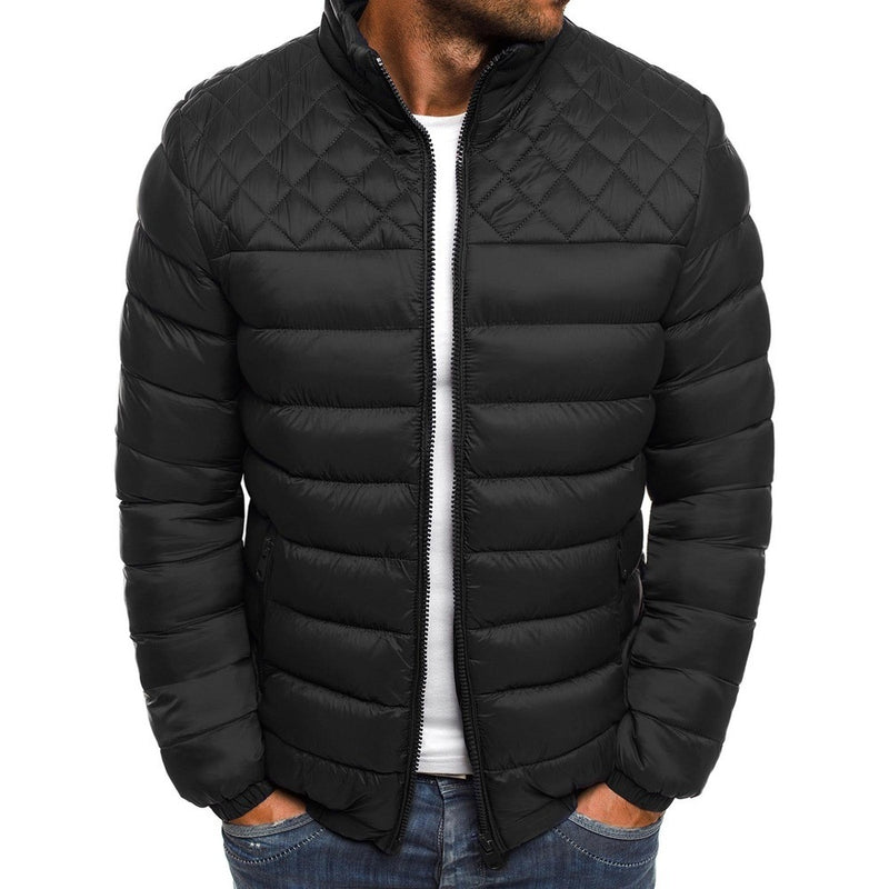 AliExpress cross-border foreign trade cotton-padded men's European and American solid color stand-up collar casual warm cotton clothing trendy men's padded jacket